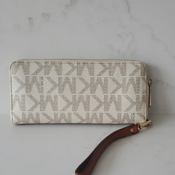 Michael Kors Cream and Brown Logo Wristlet - Picture 9 of 11